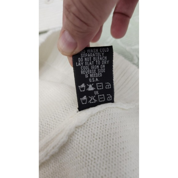 Antthony Cardigan Sweater Womens Medium Ivory Shawl Collar Button Ribbed Knit - Picture 13 of 15